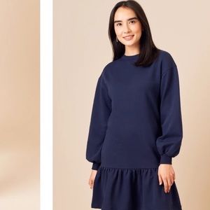 Kotn navy flounce drop waist peplum dress